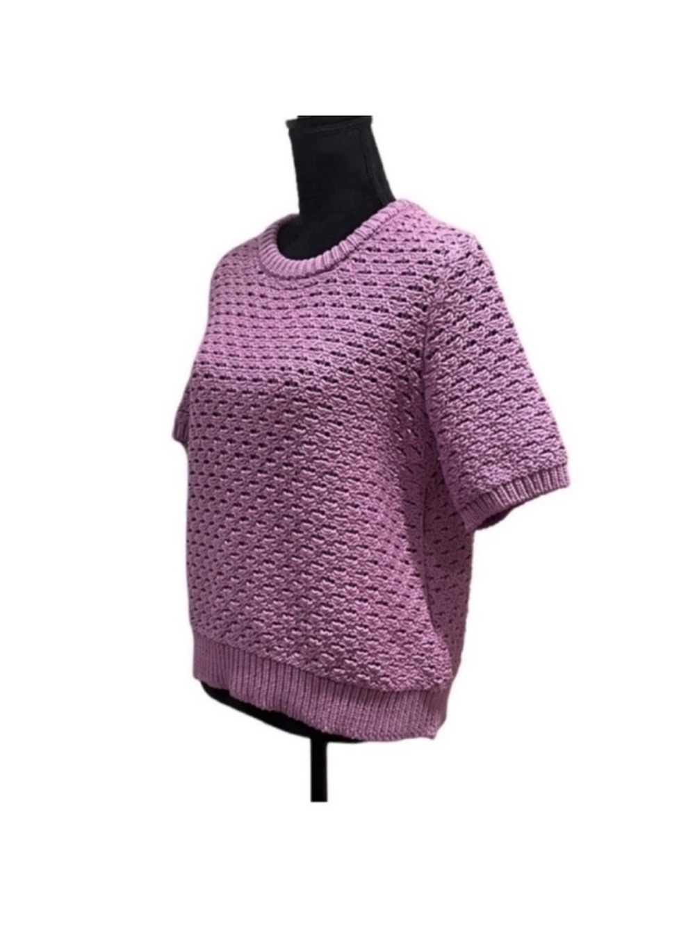 Selected Femme NWT chunky shortsleeved knit weave violet sweater extra large - Picture 7 of 14